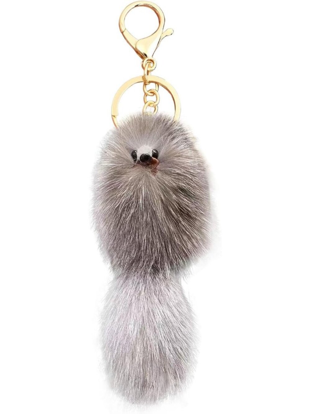 Grizzly Plush Fox Tail Keychain Furry Bag Charm for Women Handbag Backpacks Gift